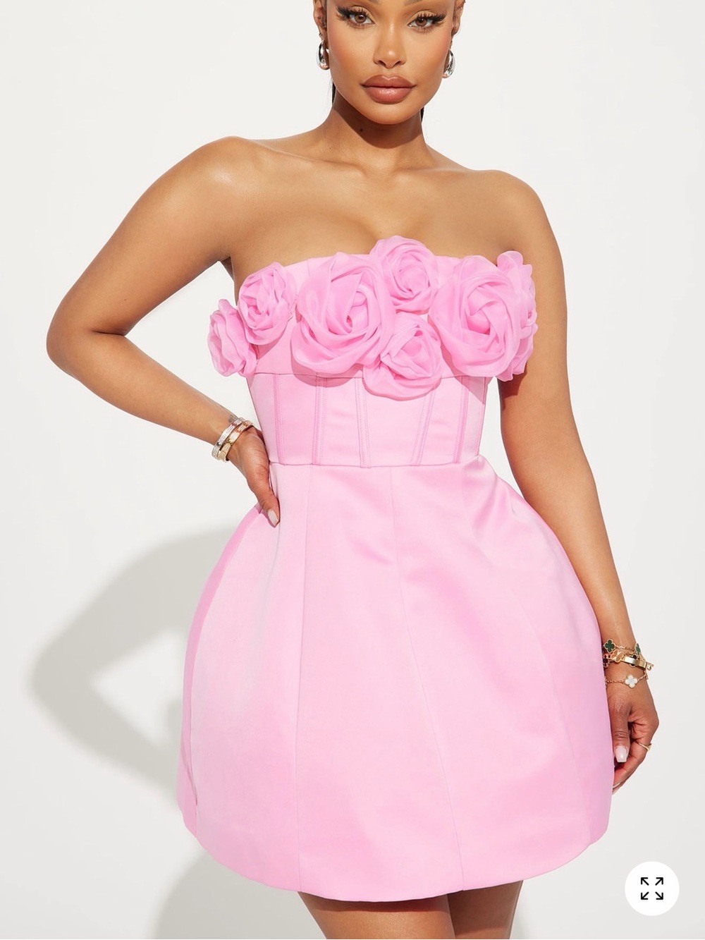 Strapless Corset Mini Dress - Pink